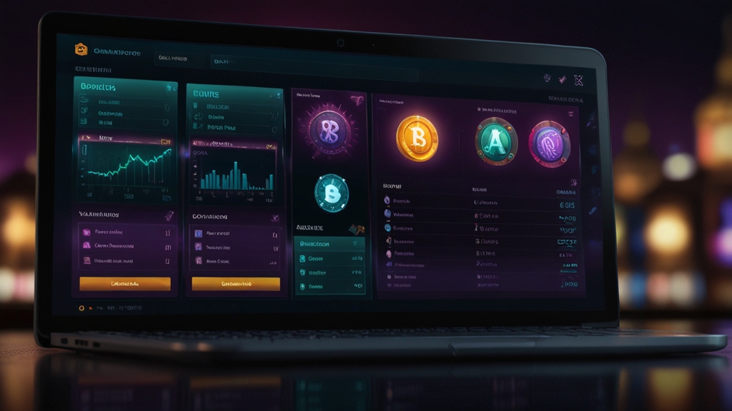 Dunkles Zahlungsdashboard mit Einzahlungs- und Auszahlungsanzeigen im Casino-Stil